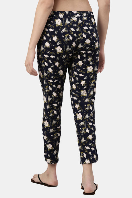 Enamor Viscose Loungewear Bottom - Navy Hibiscus Aop — image 2